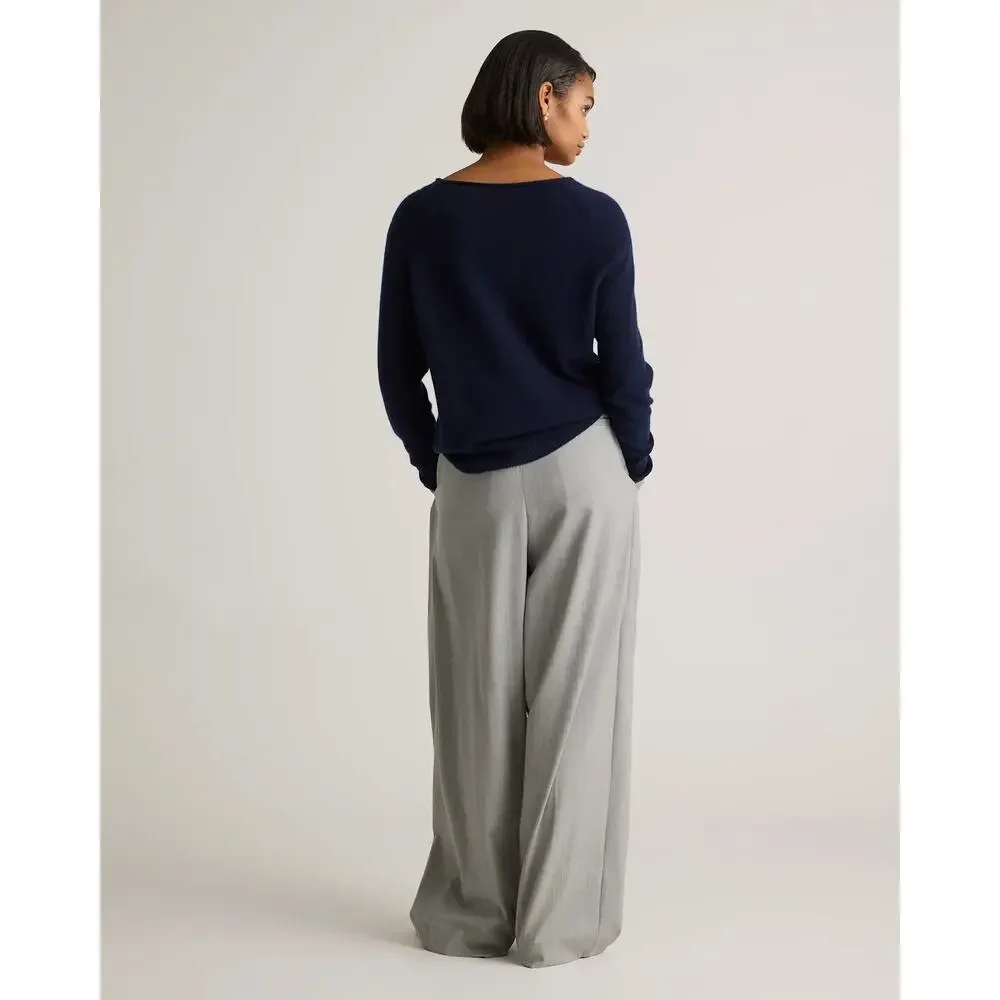 Quince Mongolian Cashmere Boatneck Sweater Navy Size L NWT Quiet Luxury - Picture 3 of 12